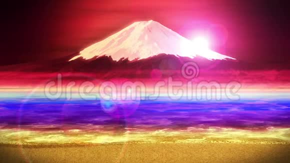 富士山来自湖泊富士山传统的风景CG循环动画视频的预览图