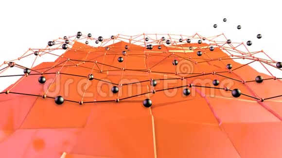 低聚三维表面以飞行网格或网格和黑球为化学环境软几何低聚视频的预览图