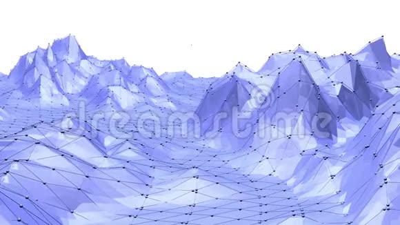 蓝色低聚波面作为明亮的背景蓝色多边形的几何摇摆环境或脉动背景视频的预览图