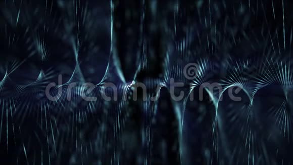 可循环的抽象粒子背景景深发光和随机化元素暗蓝色视频的预览图