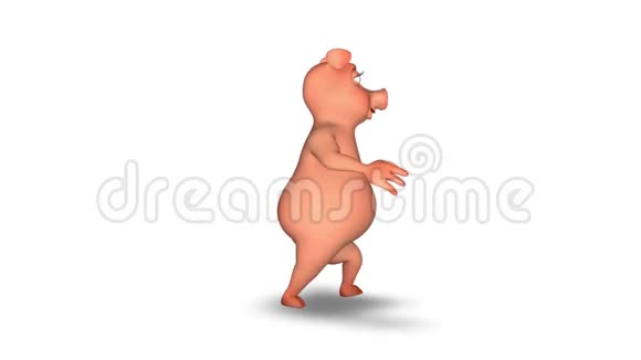 3D猪角色有趣动画与阿尔法循环视频的预览图