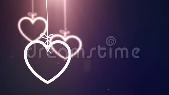 纸情人节的心落下来挂在弦蓝色的背景上视频的预览图