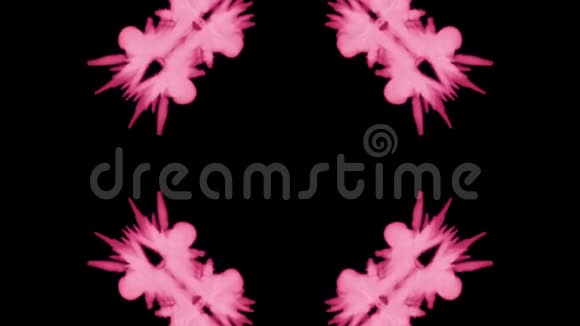 背景如罗夏墨迹测试7荧光的粉红色墨水或烟雾在黑色上缓慢地分离粉色薄荷糖视频的预览图