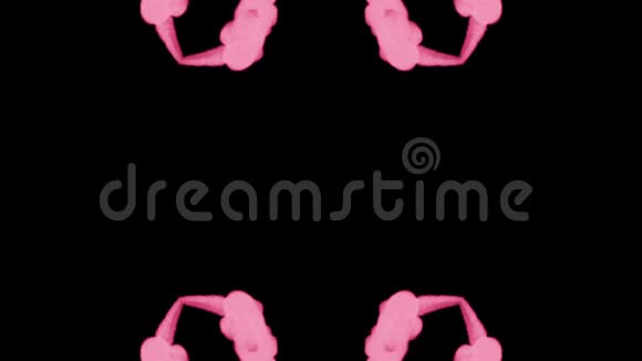 背景像罗夏墨迹测试6荧光的粉红色墨水或烟雾在黑色上缓慢地分离粉色薄荷糖视频的预览图