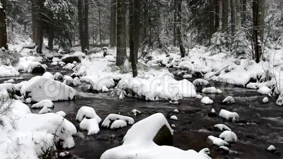 冬天的瀑布河波德视频的预览图