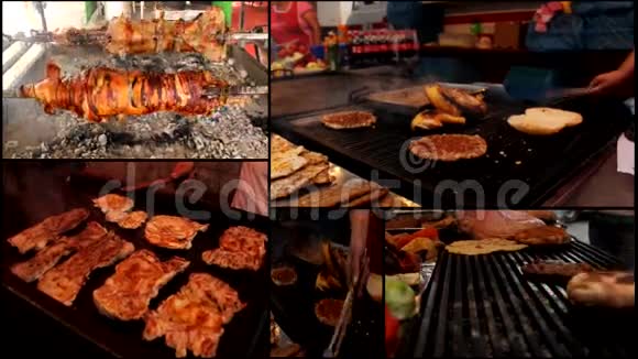 猪羊肉烤汉堡多屏视频的预览图