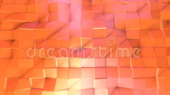 抽象简单的粉红色橙色低聚三维表面作为数学可视化软几何低聚运动背景视频的预览图