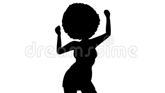 舞蹈剪影非洲女人又黑又白平面动画阿尔法通道视频的预览图