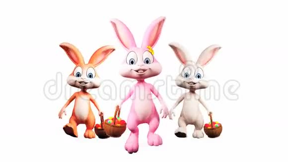 复活节兔子走路带彩蛋篮视频的预览图
