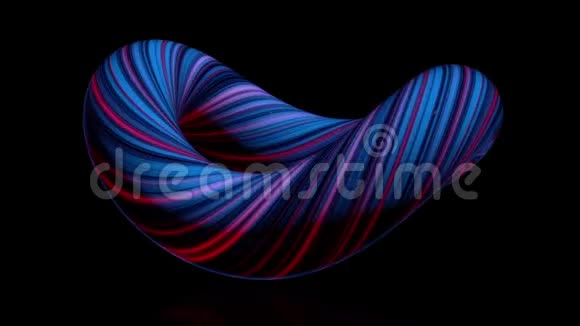 彩色弯曲图形环面发光线圈绕成束的三维动画摘要视频的预览图