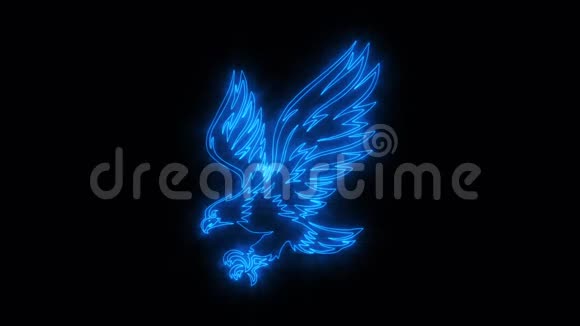 蓝色燃烧鹰动画标志循环图形元素视频的预览图