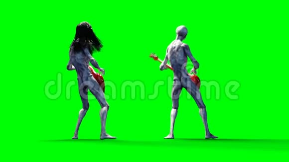有趣的外星人演奏低音吉他现实运动和皮肤着色器4K绿屏镜头视频的预览图