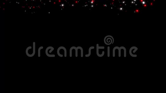 许多微小的锋利的红色的和银色的六支星雨视频的预览图