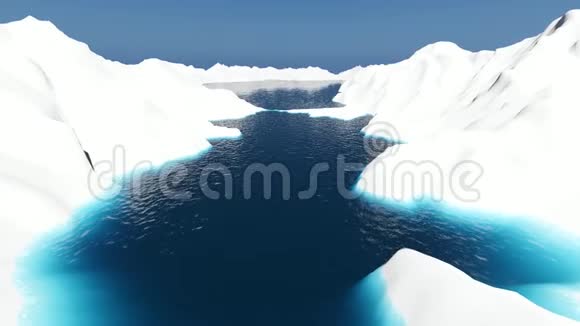 空中飞越冰山和海洋视频的预览图