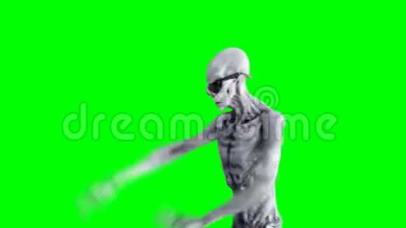 有趣的外星舞蹈嘻哈现实运动和皮肤着色器4K绿屏镜头视频的预览图