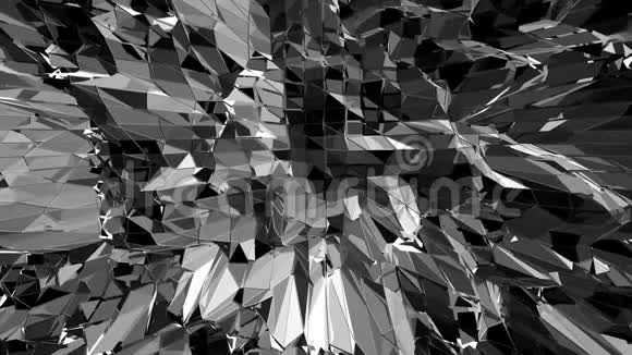 抽象黑白低聚挥三维表面作为科幻背景灰色抽象几何振动环境视频的预览图