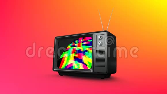 旧电视有五颜六色的静态视频的预览图