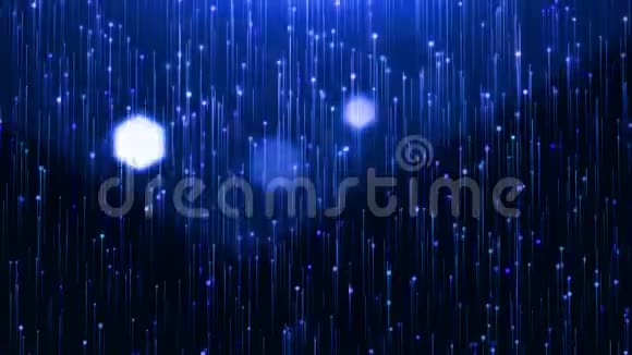 蓝色光泽线和黑色背景上的粒子视频的预览图