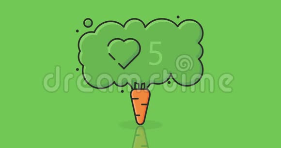 概念素食胡萝卜和社交网络如带有反数字的图标视频的预览图