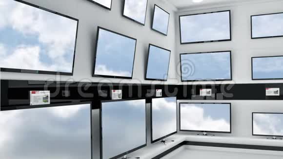 电视屏幕上的蓝天和云彩视频的预览图