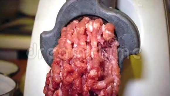电动绞肉机中的强制肉制剂视频的预览图