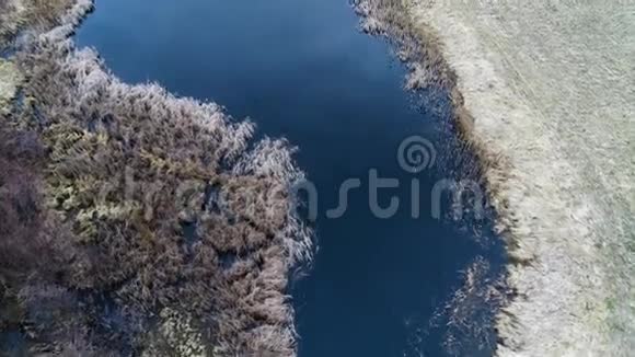 春季水淹地区和湖泊的鸟瞰图视频的预览图