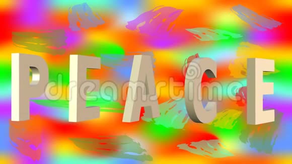 用于彩虹背景上带有反战符号的和平动画3D反战标志在嬉皮士跌倒在黑色视频的预览图