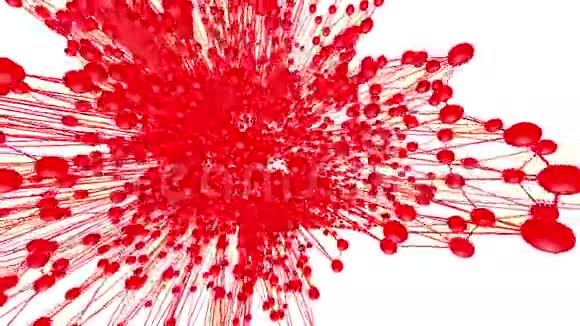 抽象红色挥动三维网格或网格的脉动几何物体用作抽象优雅的环境红色几何图形视频的预览图