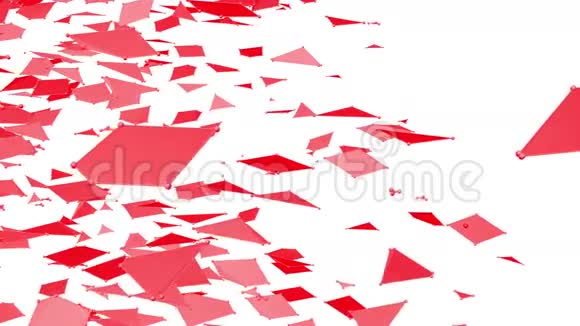 抽象干净的红色挥动三维网格或网格作为有趣的背景红色几何振动环境或脉动数学视频的预览图