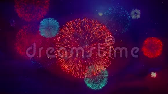 感恩节问候语彩烟花中闪烁的粒子视频的预览图