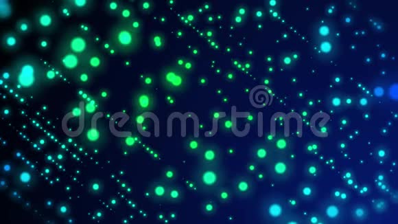 深蓝和绿色立体粒子场动画环景背景视频的预览图