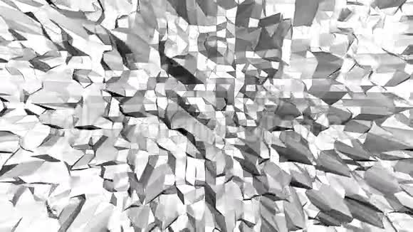 抽象干净的黑白低聚挥三维表面作为景观或分子结构灰色几何振动视频的预览图