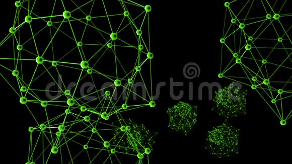 抽象清洁绿色挥动三维网格或网格作为梦想背景绿色几何振动环境或脉动数学视频的预览图