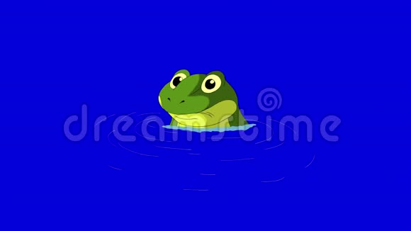 青蛙潜入蓝屏隔离的水中视频的预览图