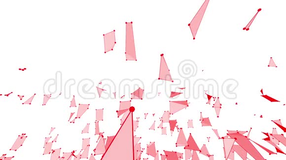抽象干净的红色挥动三维网格或网格作为梦想背景红色几何振动环境或脉动数学视频的预览图