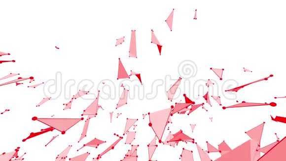抽象干净的红色挥动三维网格或网格作为CG背景红色几何振动环境或脉动数学视频的预览图