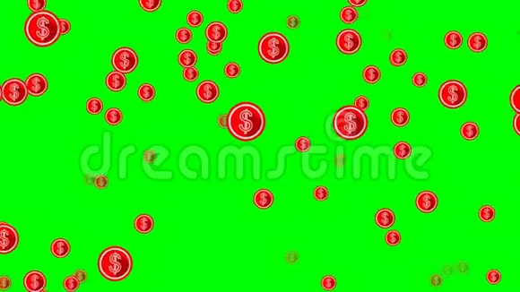 绿色屏幕上有美元符号的红色圆圈形状视频的预览图