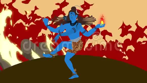 湿婆勋爵站在一场风暴中用神圣的象征视频的预览图