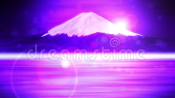 富士山来自湖泊富士山传统的风景CG循环动画视频的预览图