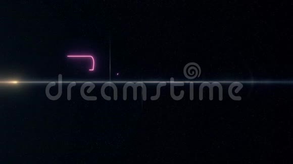 粉色激光霓虹灯明星SALY文字在黑色背景上出现闪亮的光光耀斑动画新质量复古视频的预览图
