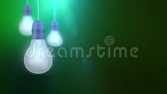 闪烁的灯泡落在绿色的绳子上视频的预览图