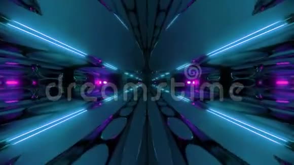 未来派外星飞船科幻隧道走廊三维渲染现场壁纸运动背景无尽循环俱乐部视频的预览图
