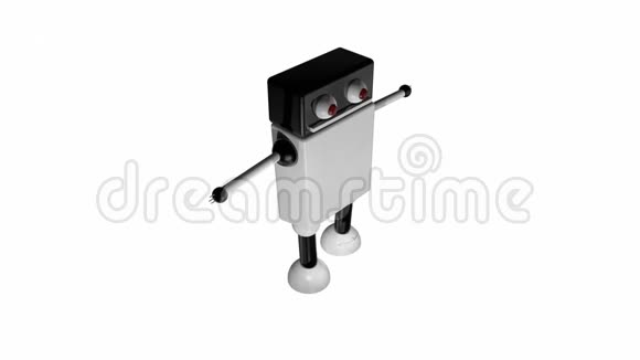 黑色空间大眼睛的搞笑机器人3D渲染背景电脑生成视频的预览图