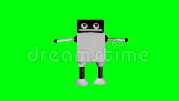 黑色空间大眼睛的搞笑机器人3D渲染背景电脑生成视频的预览图