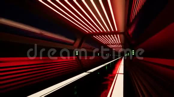 在霓虹灯金属隧道内移动视频的预览图