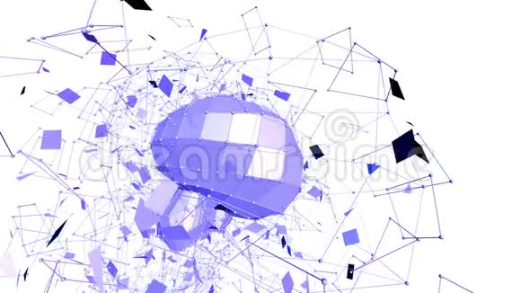 抽象紫罗兰挥舞三维网格或网格的脉动几何物体用作抽象晶胞紫罗兰几何视频的预览图