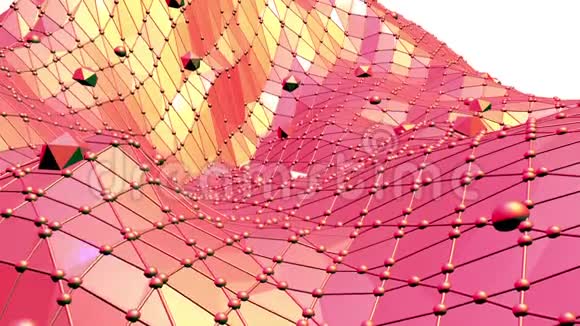 抽象挥动红色低聚面作为元素运动图形在时尚低聚设计多边形镶嵌背景视频的预览图