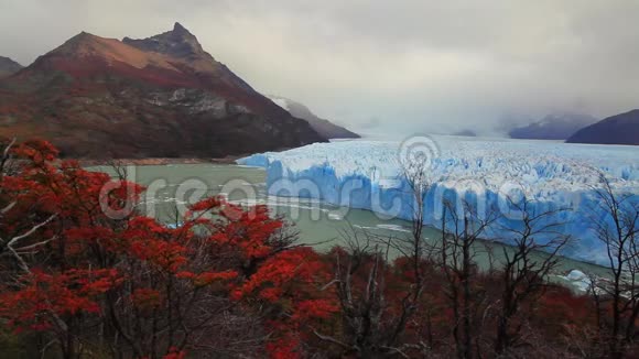 冰川PeritoMoreno国家公园在秋天阿根廷巴塔哥尼亚视频的预览图