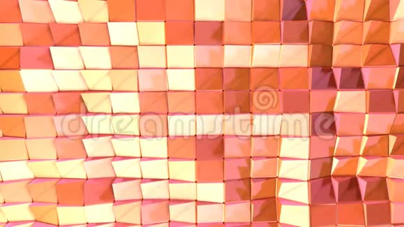 抽象简单的粉红色橙色低聚三维表面作为超现实地形软几何低聚运动背景视频的预览图