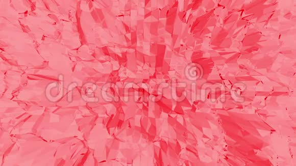 玫瑰色或粉红色低聚振荡表面作为空间背景红色多边形几何振动环境或脉动视频的预览图
